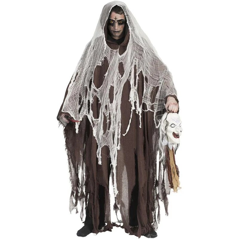 Dunkler Sensenmann Umhang - Halloween Verkleidung mit Kapuze | Braun