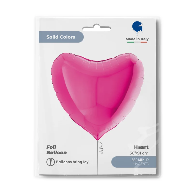 36"/Ø91cm Folienballon Uni Herz | Magenta