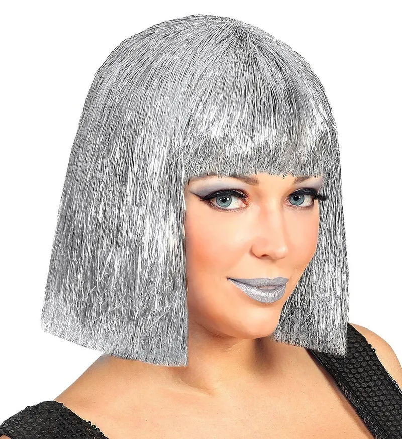 Las Vegas Glitzer Perücke "Glitzy" für Damen | Silber