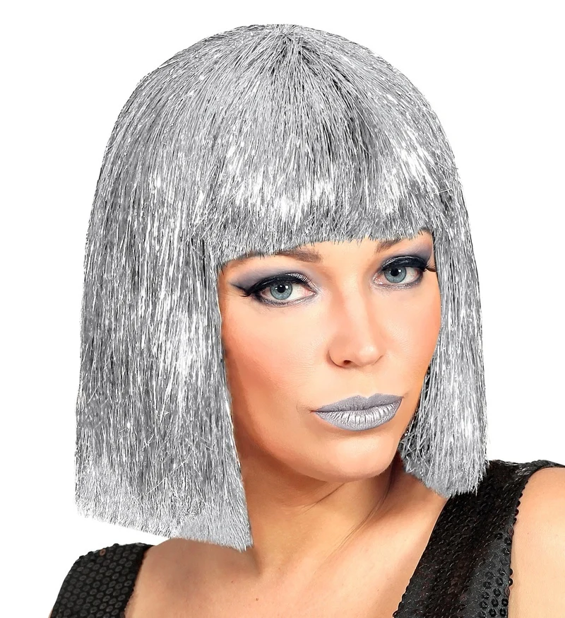 Las Vegas Glitzer Perücke "Glitzy" für Damen | Silber