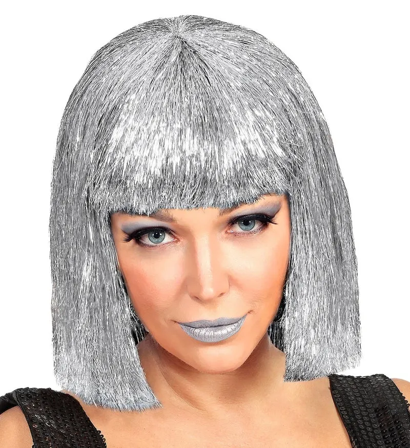 Las Vegas Glitzer Perücke "Glitzy" für Damen | Silber
