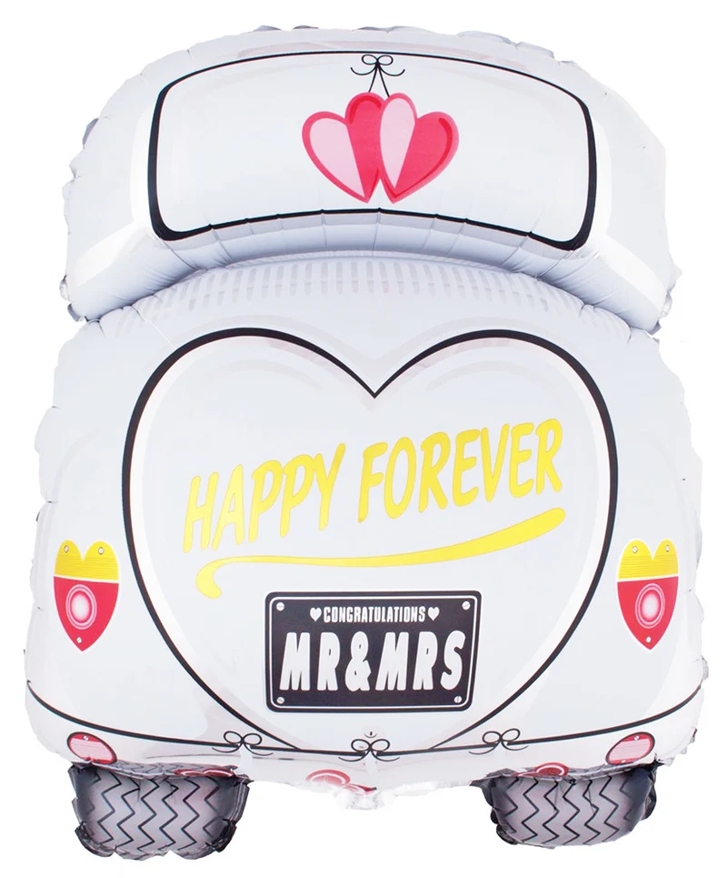 XL Folienballon "Happy Forever" Wedding Car - 80 x 60 cm