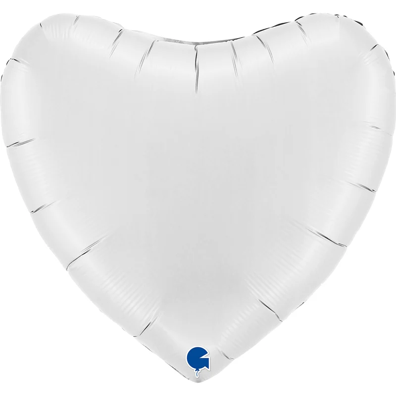 36"/Ø91cm Folienballon Uni Herz | Weiß Satin