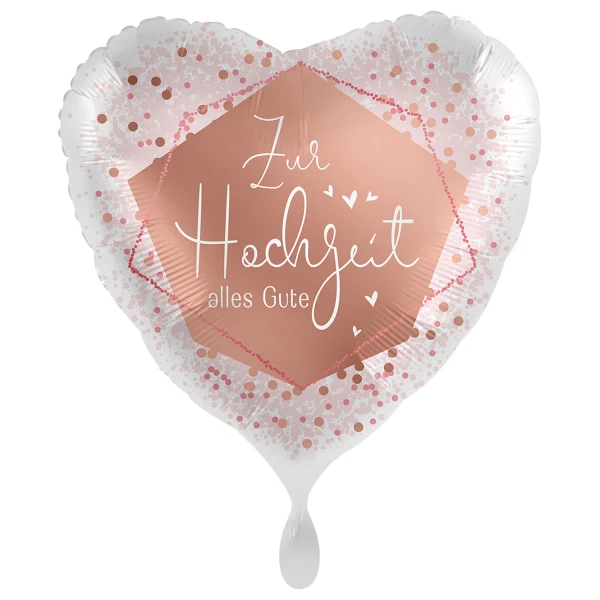 18"/Ø43cm Herz Folienballon "Zur Hochzeit alles Gute"