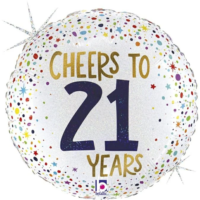 18"/Ø46cm Folienballon "Cheers to 21 Years"