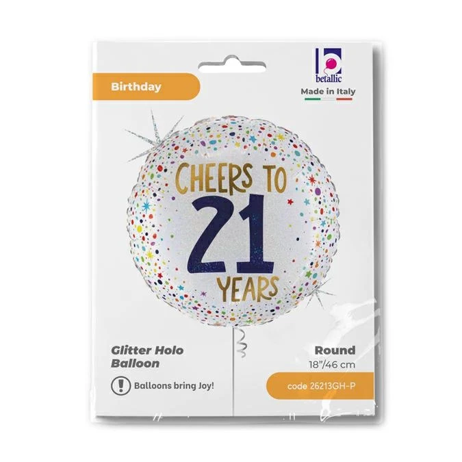 18"/Ø46cm Folienballon "Cheers to 21 Years"