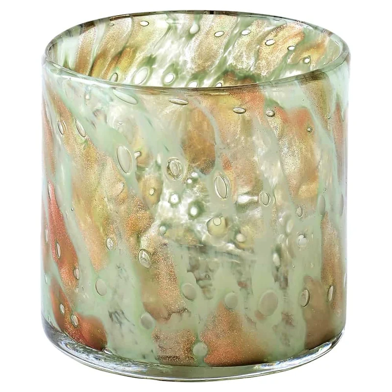 Windlicht LINEN, Votive, Glitzer, grün Ø10x9,5cm