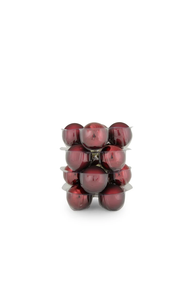 Weihnachtskugeln aus Glas | Ø 4 cm | 16er Set in Burgund Rot | 26424