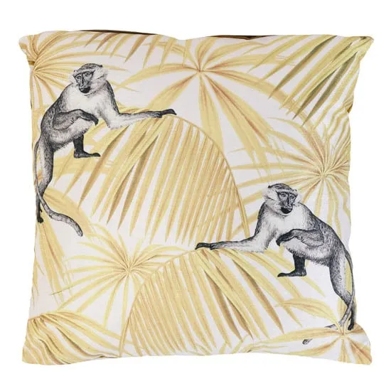 Kissen MONKEY Samt weiß ocker 45x45 cm