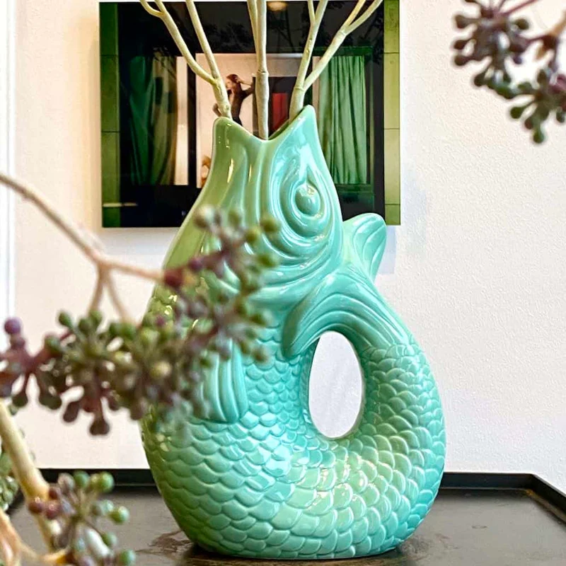 Vase MONSIEUR CARAFON Fisch, mint- 21x12x31cm 2,7l