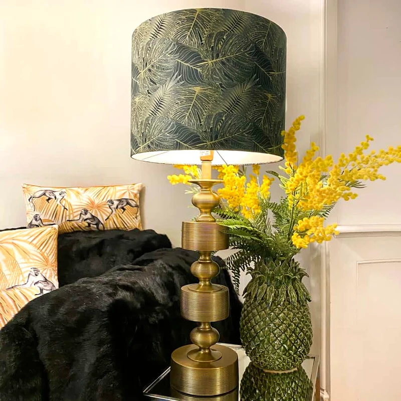 Tischleuchte TAIKA antik bronze-grün Velours 85 cm
