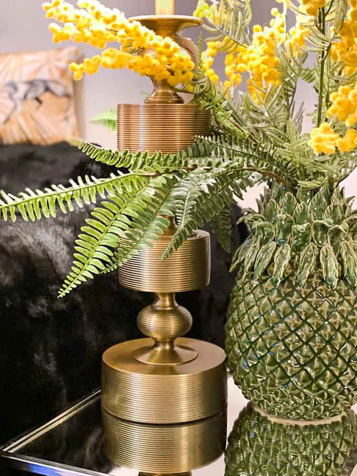 Tischleuchte TAIKA antik bronze-grün Velours 85 cm