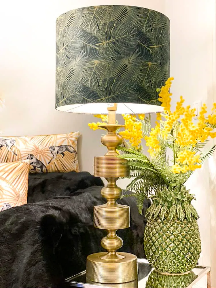 Tischleuchte TAIKA antik bronze-grün Velours 85 cm