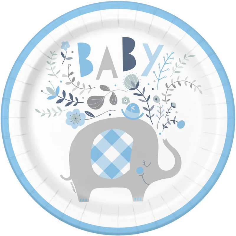 Pappteller "Baby Hellblau" | Ø21,9 cm 8 Stück Babyparty Dekoration für Jungs