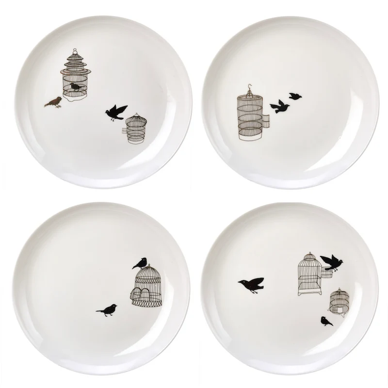 Dessertteller 'FREEDOM BIRDS' 4er-Set aus Porzellan