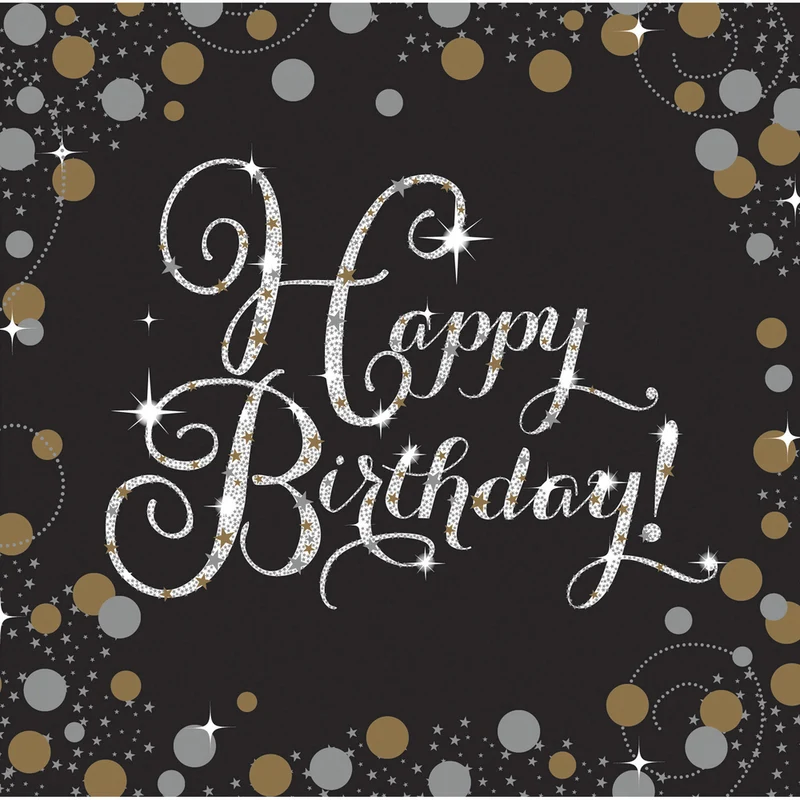 Amscan "Sparkling Celebration" Schwarz / Gold | Happy Birthday Geburtstag Partydekoration