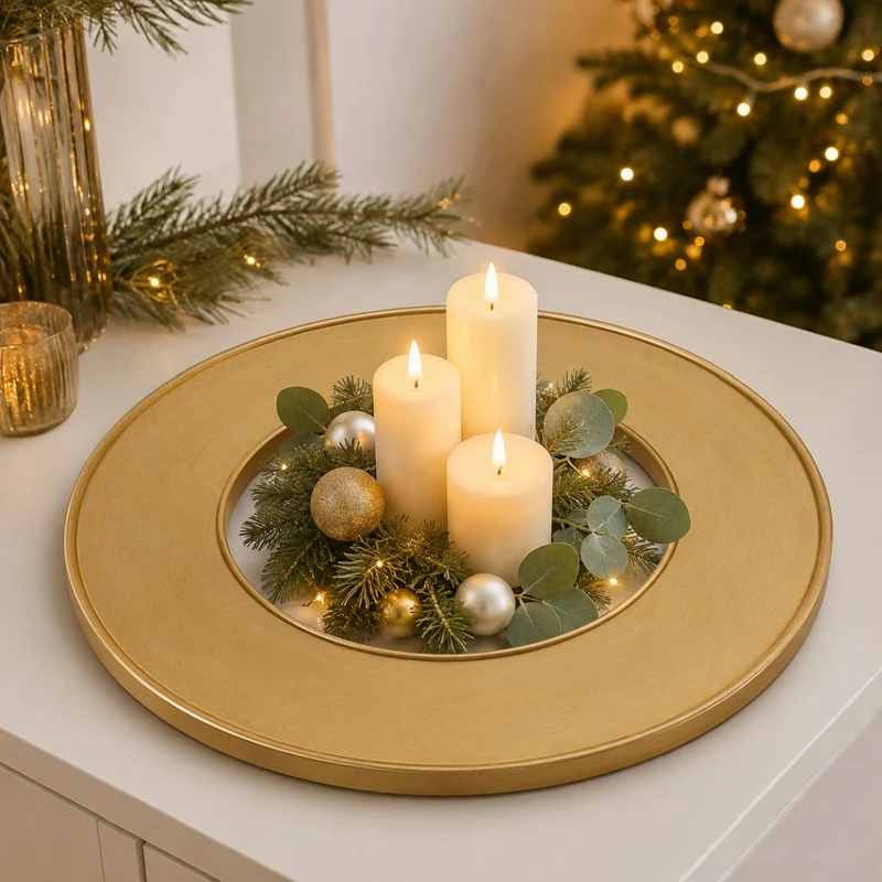 Riffelmacher Deko Tablett Ring Holz gold 44*44*2,6 cm - 13780