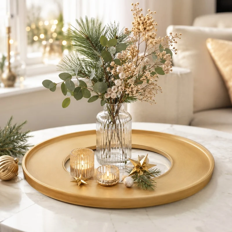 Riffelmacher Deko Tablett Ring Holz gold 44*44*2,6 cm - 13780
