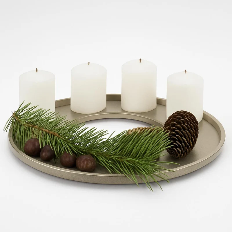 Riffelmacher Deko Tablett Ring Holz gold 44*44*2,6 cm - 13780