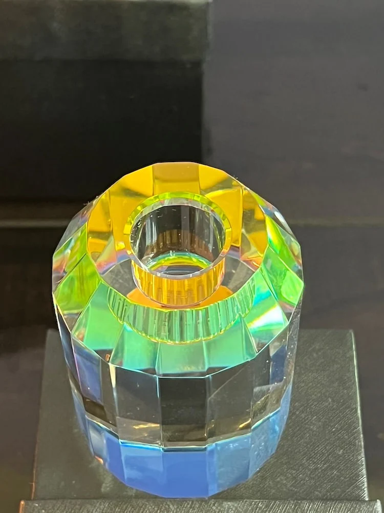 Kristallglas-Kerzenhalter DIOPTRICS transparent, regenbogen H9cm