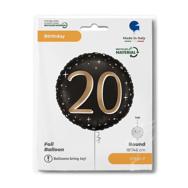 18"/Ø46cm Folienballon "Sparkling Black" | #20