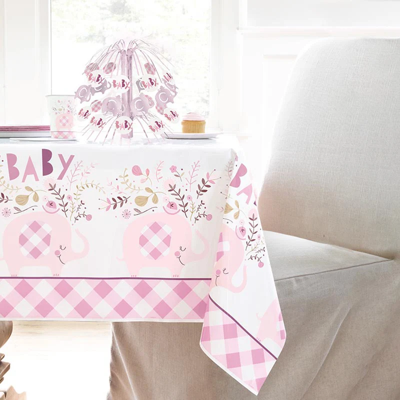 Elefant Floral Tischdecke PVC ca.137x213 cm | Pink