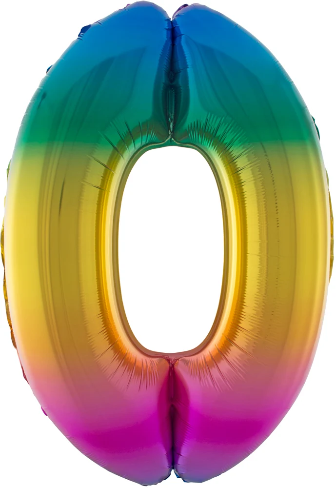 XXL Zahlen Folienballon 100 cm - Regenbogen 0