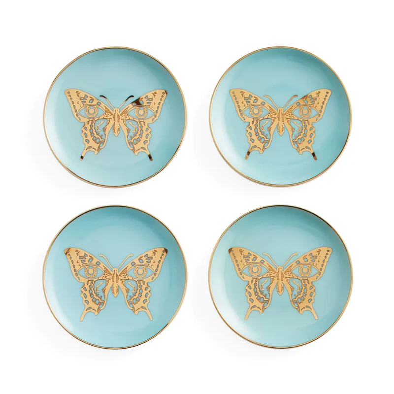 Untersetzer MARIPOSA 4er-Set - blau-gold Ø10cm