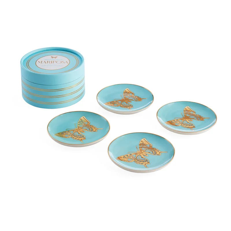 Untersetzer MARIPOSA 4er-Set - blau-gold Ø10cm