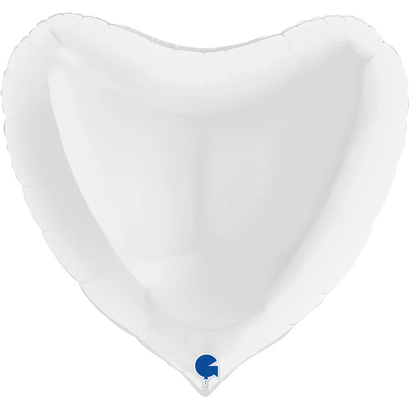 36"/Ø91cm Folienballon Uni Herz | Weiß