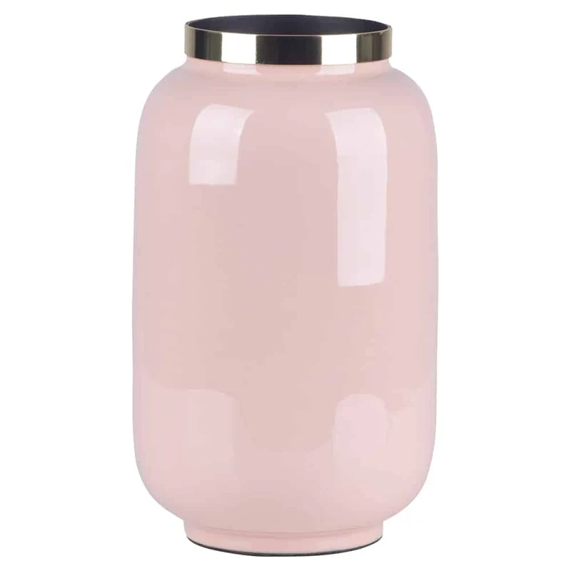 Vase SAIGON rosa mit Metallring Ø14x20cm