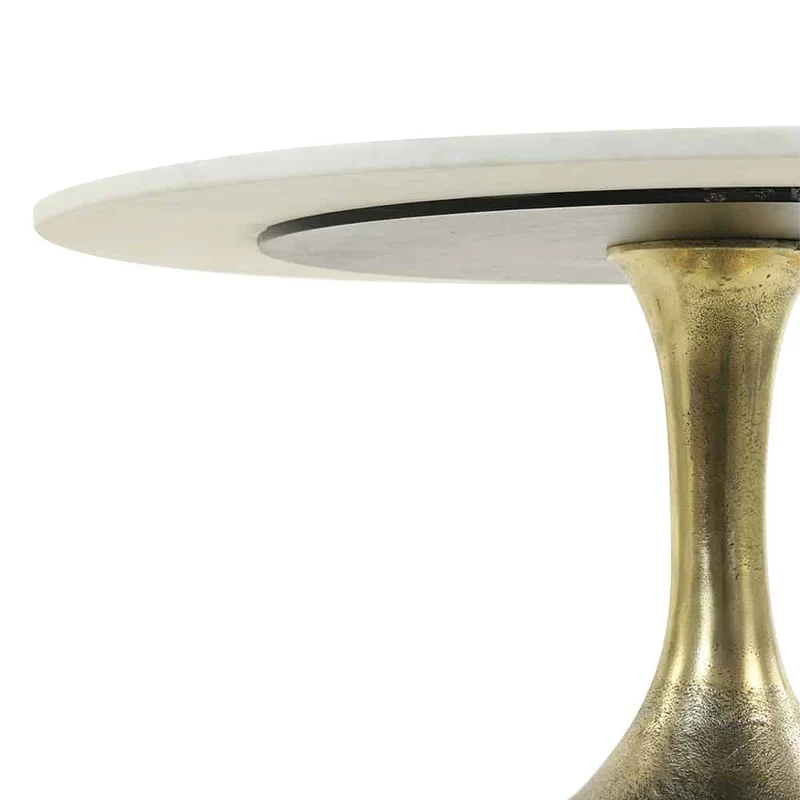 Couchtisch RICKERD weiß Marmor + antik bronze Ø76x36 cm