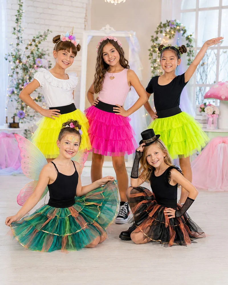 Fantasie Kostüm Petticoat Tüllrock für Mädchen - Neon Grün