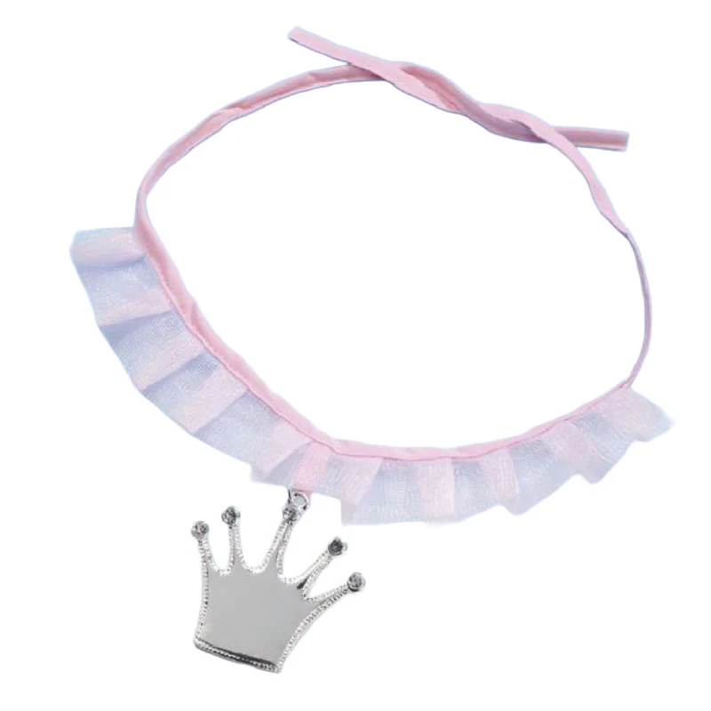Prinzessin Halskette | Rosa Halsband mit silberner Krone