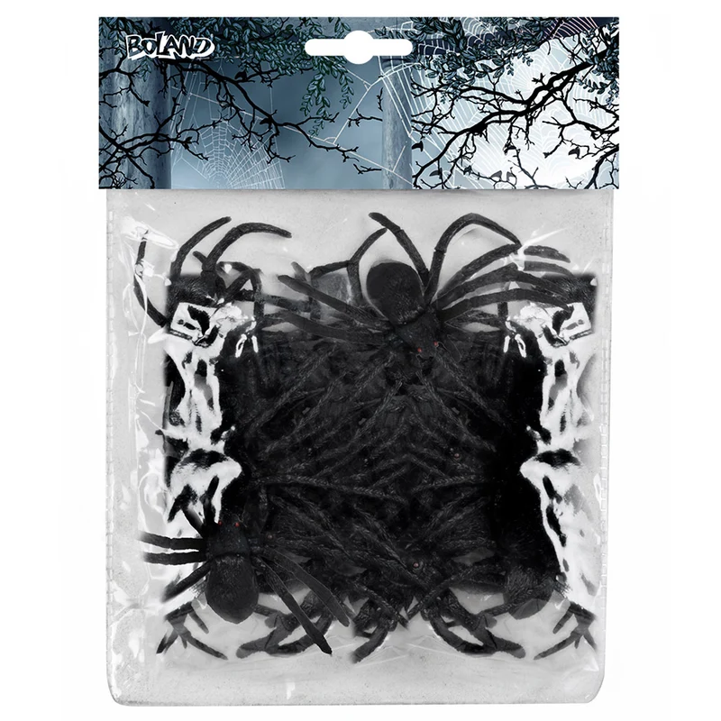 Spinnen Set 12 Stück | Größe 7 x 8 cm, Schwarz
