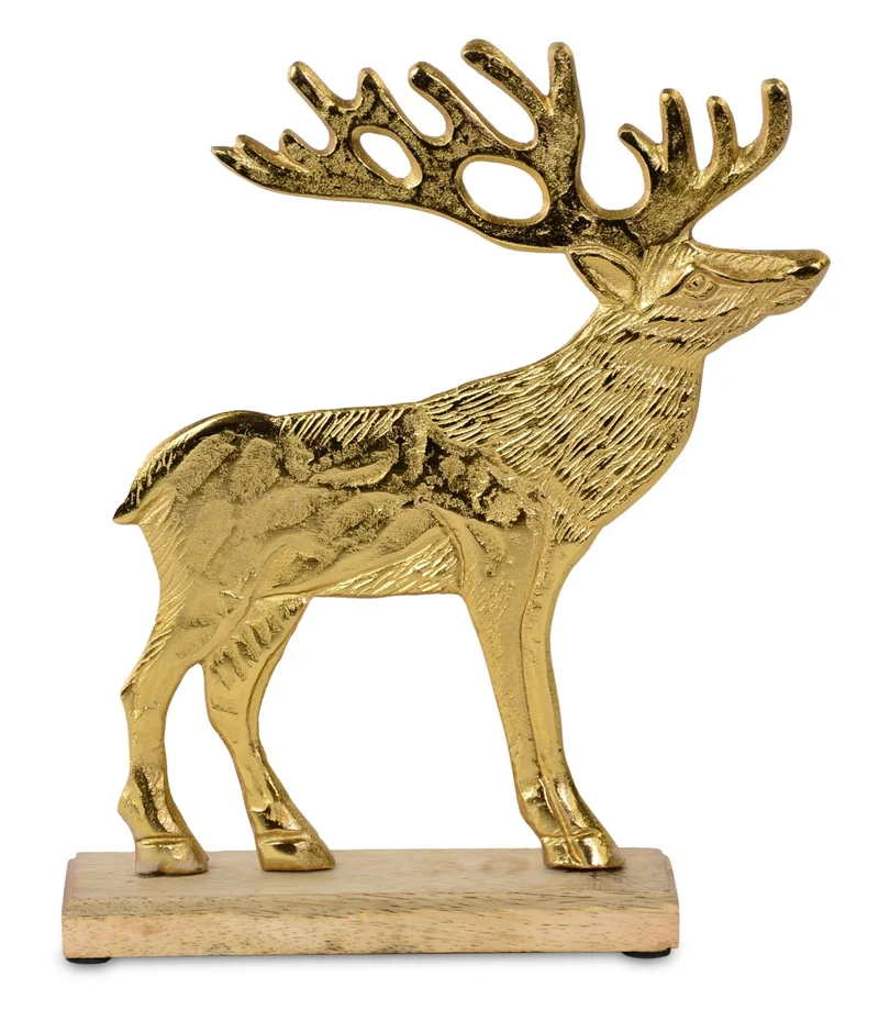 Riffelmacher Deko Elch zum Stellen | Aluminium | 25 x 6,5 cm | Gold | 24762