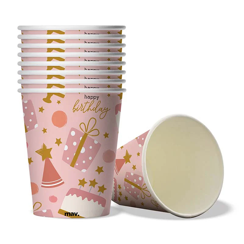 Pappbecher HB Rose Confetti 200ml/8Stk.