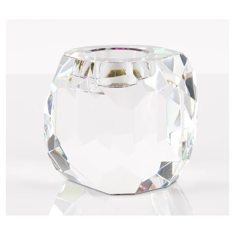 Kristallglas-Teelichthalter DIOPTRICS regenbogen, transparent 10cm