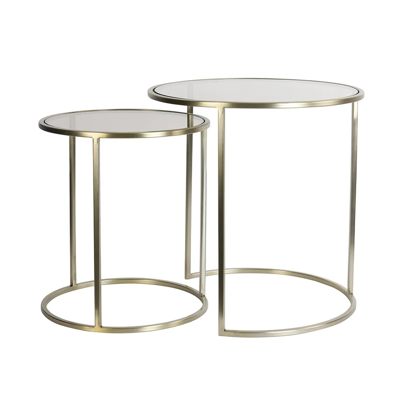 Beistelltisch DUARTE gold Glas braun - 2er-Set