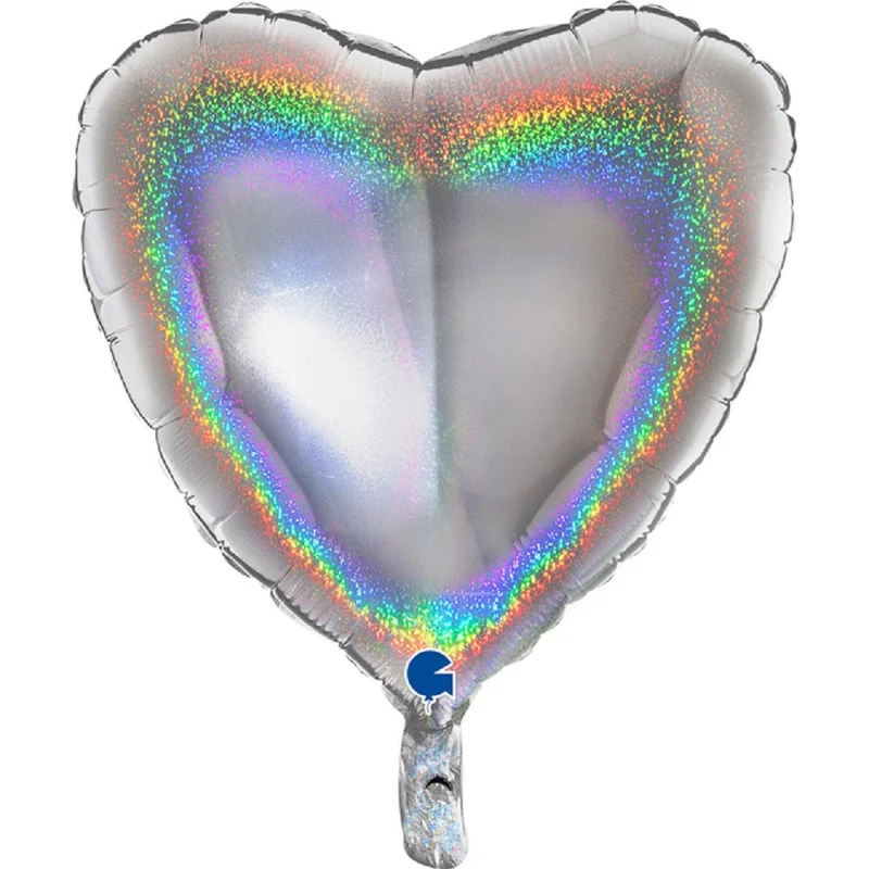 18"/Ø46cm Herz Folienballon Uni | Holo Silber
