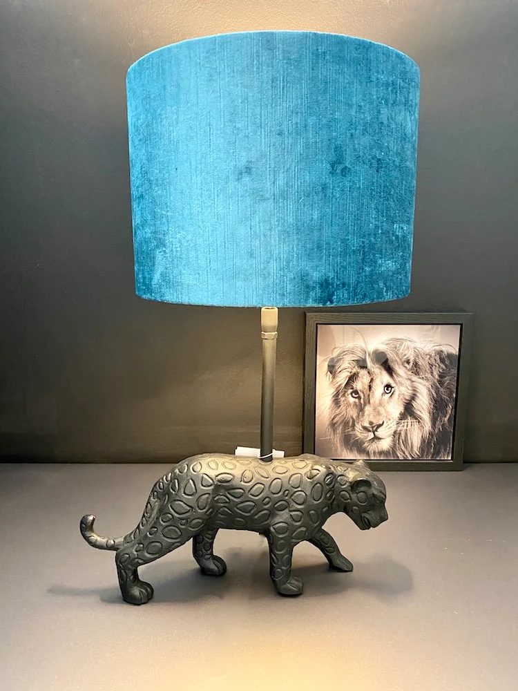 Tischlampe PANTHER + Samt petrol