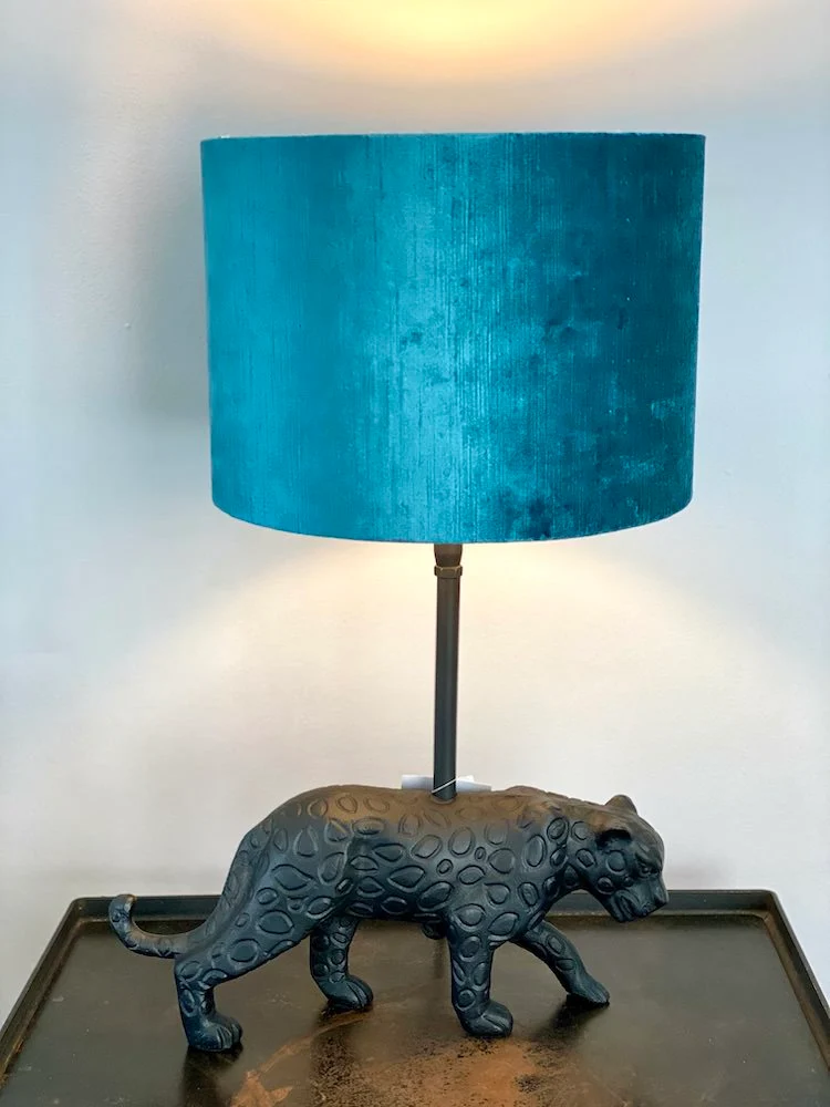 Tischlampe PANTHER + Samt petrol