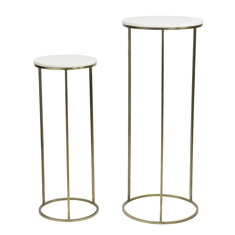 Säulen RICARDO weiß Marmor + antik bronze 2er Set