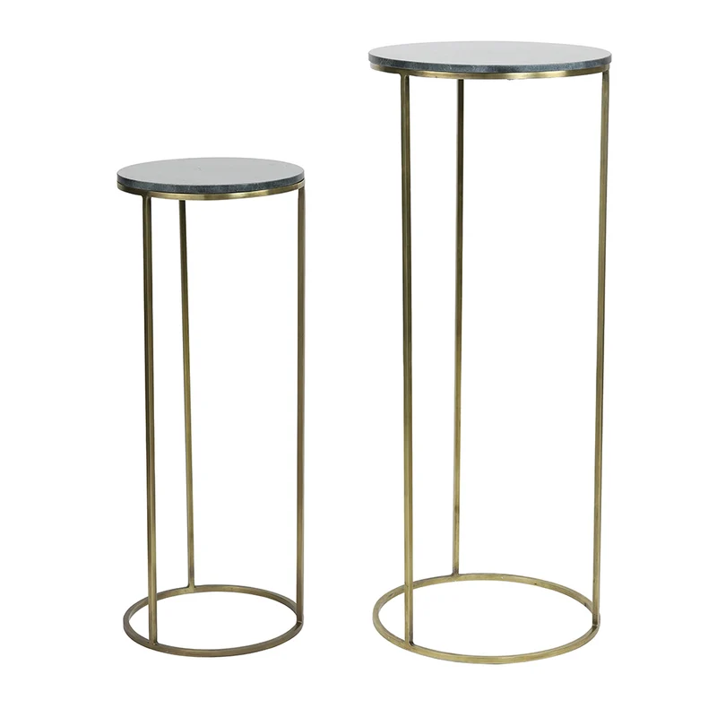 Säule RICARDO grün Marmor + antik bronze 2er Set