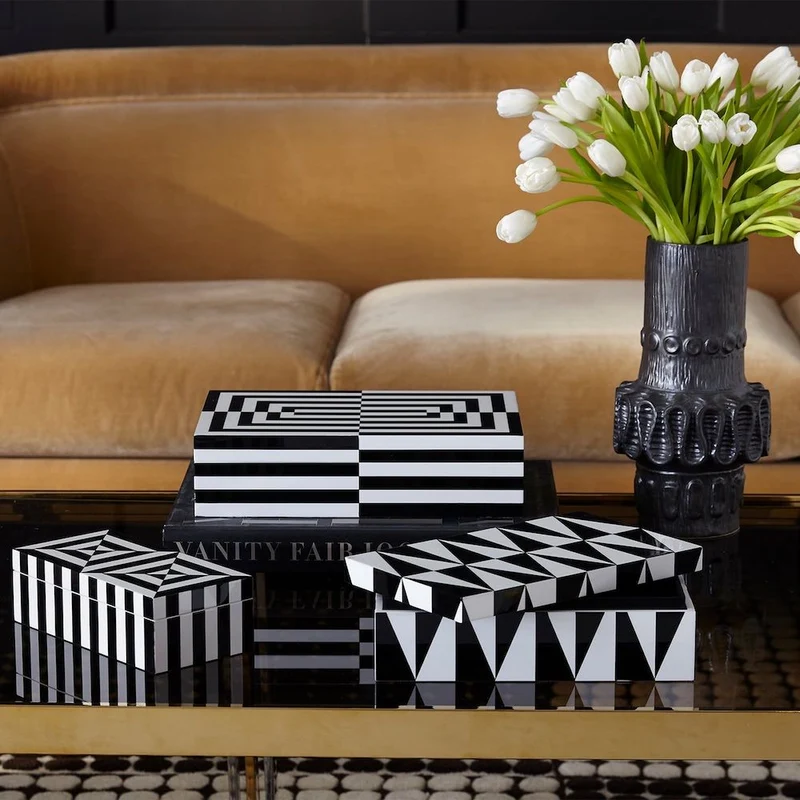 Deko Box OP ART LARGE in schwarz + weiß