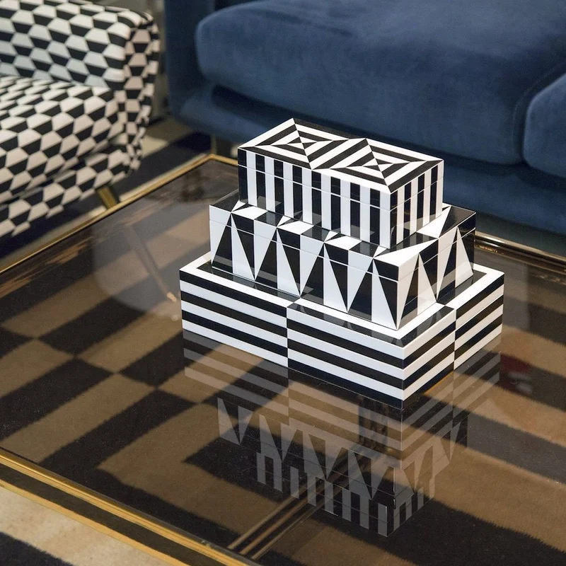 Deko Box OP ART LARGE in schwarz + weiß