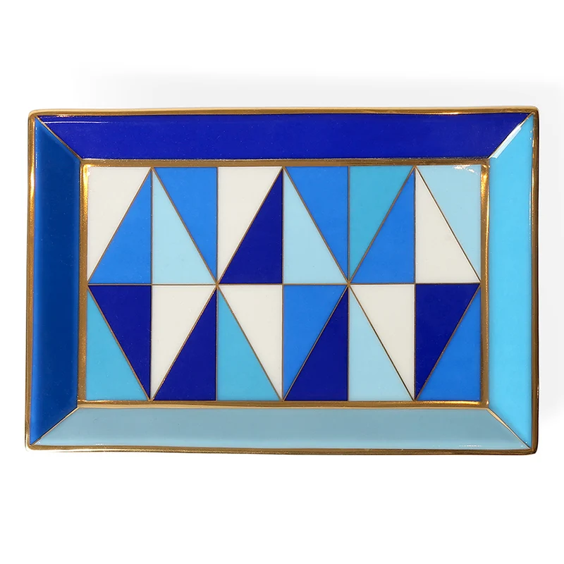 Vide-Poche SORRENTO RECTANGLE in blau + gold