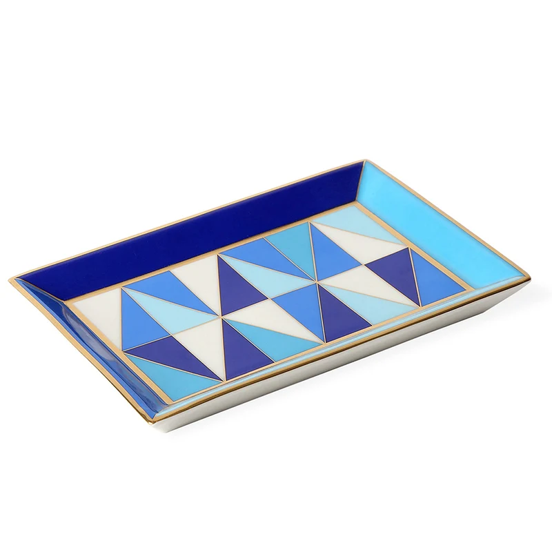 Vide-Poche SORRENTO RECTANGLE in blau + gold