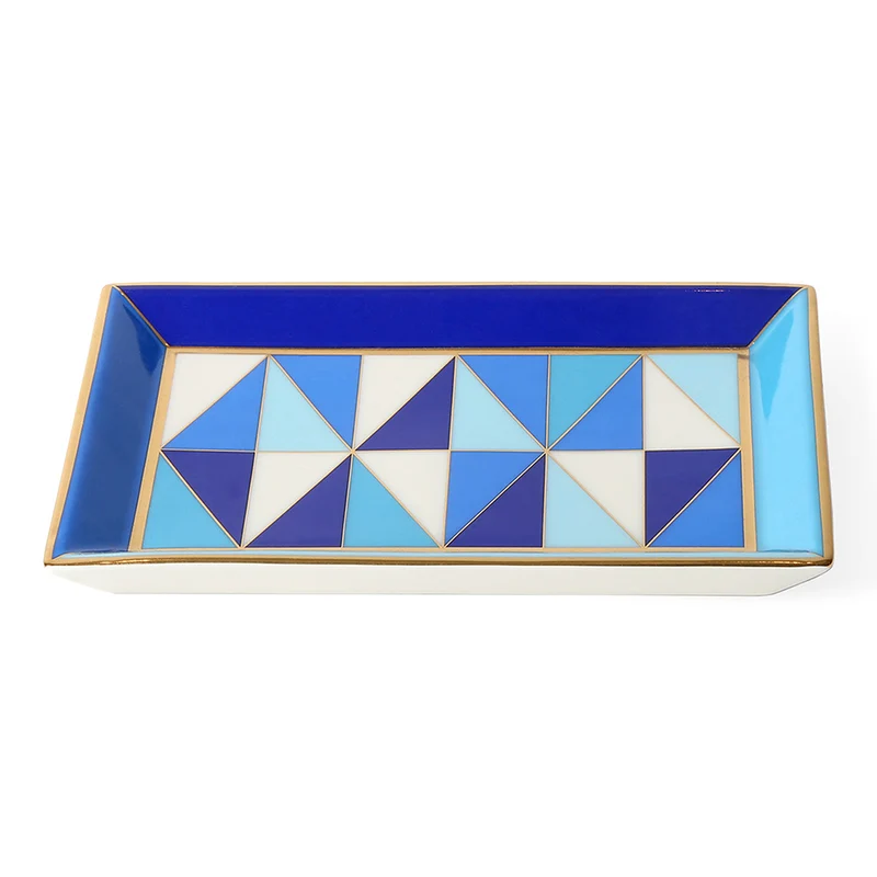 Vide-Poche SORRENTO RECTANGLE in blau + gold