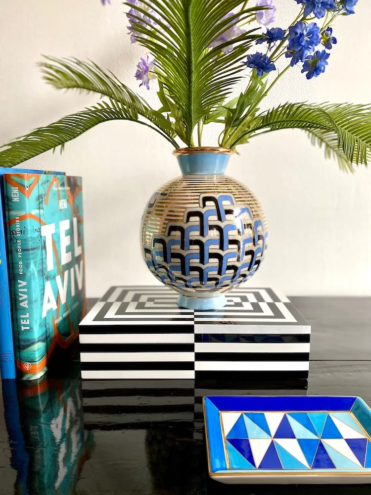 Vide-Poche SORRENTO RECTANGLE in blau + gold